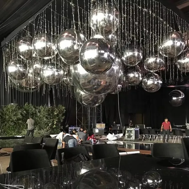 Mirror ball used in a retail visual display